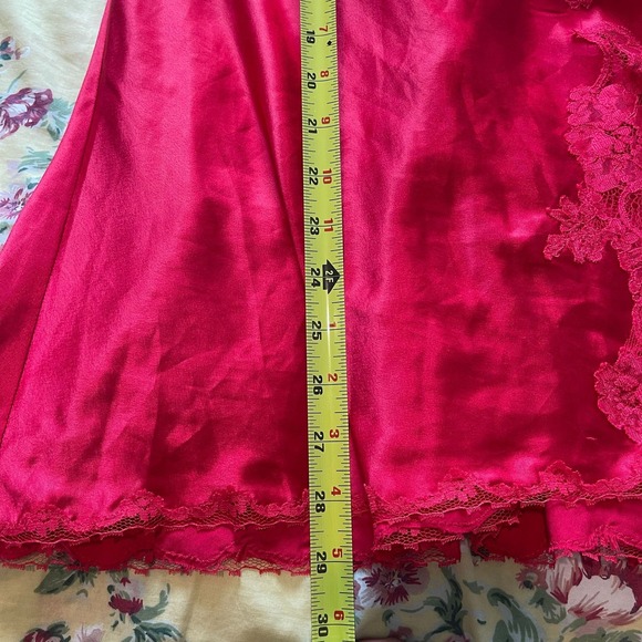Victoria's Secret Red Satin Lace Trim Mini Slip Dress Open Back S Romantic Y2K - Picture 9 of 10